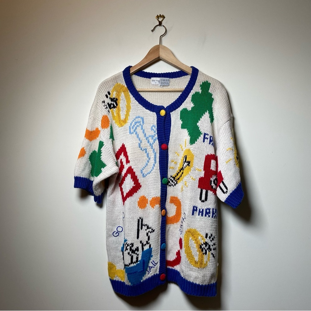 Vintage The Eagles Eye Monopoly Short Sleeve Cardigan